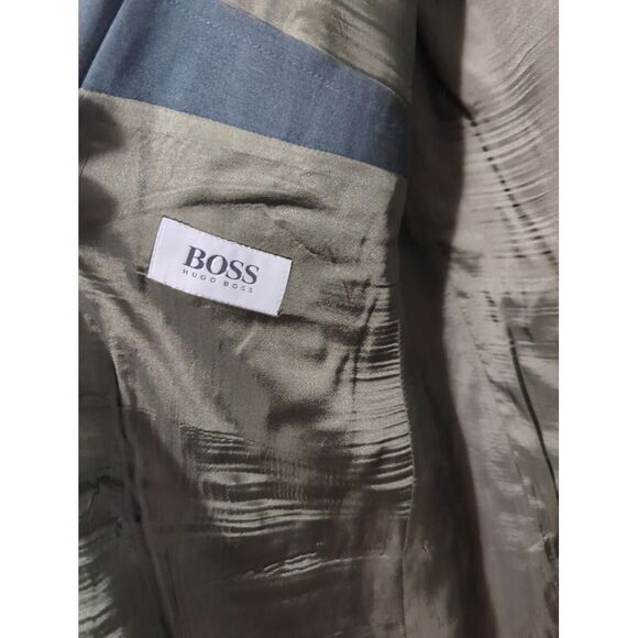 Hugo Boss Mens Al Capone Chicago Blazer Dark Green Wool Double Breasted Size 44L - Picture 5 of 12